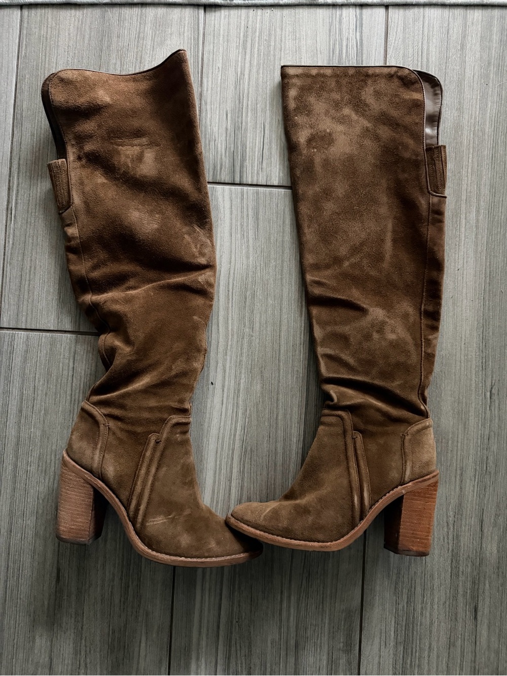Vince Camuto Women's Brown Suede Knee-High Block Heel Boots